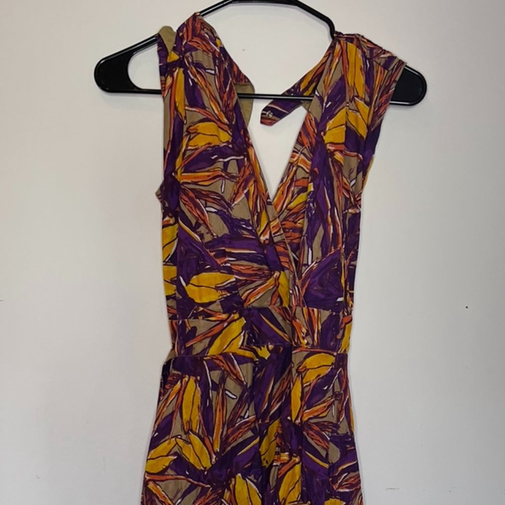 Ashley Stewart Maxi Dress Patterned Lined Button Detail Tie Waist Size 12 NWT